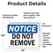 Signmission Do Not Remove, 14 in W x Rectangle, Vinyl Decal OS-2PACK-NS-D-1014-L-11351 - alternate 3